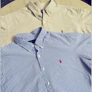 Two men’s short sleeve button down Ralph Lauren Shirts. Size XL and XXL.